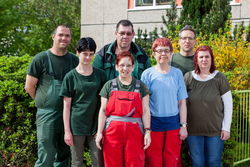 Mitarbeiter und Gruppenleiter der Außenarbeitsgruppe der Cottbuser Kita Hopfengarten.