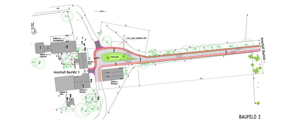Auszug aus der Planung für Baufeld 2 - Herstellung des barrierefreien Zugangs zur Hofstelle.